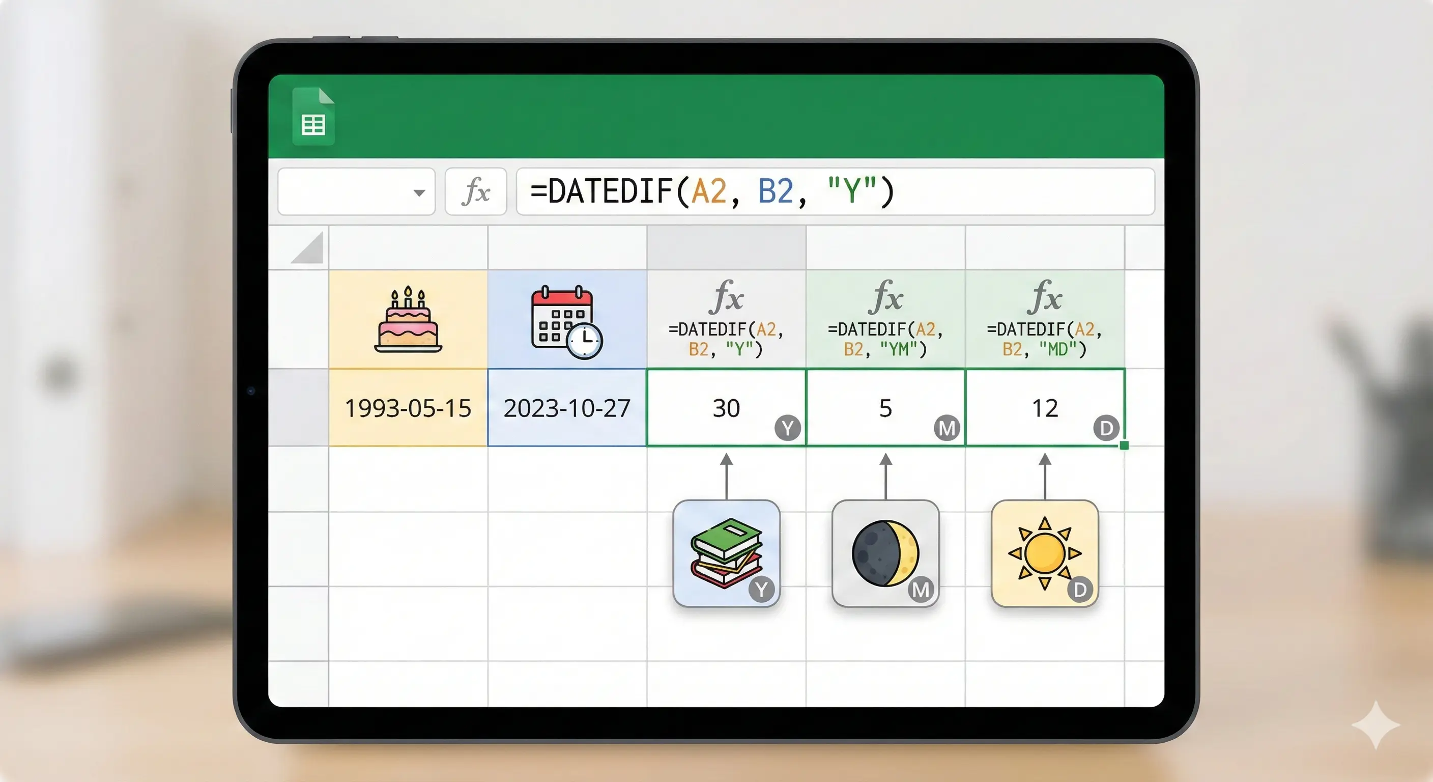Comment calculer l'age dans Google Sheets (Ans, Mois, Jours)